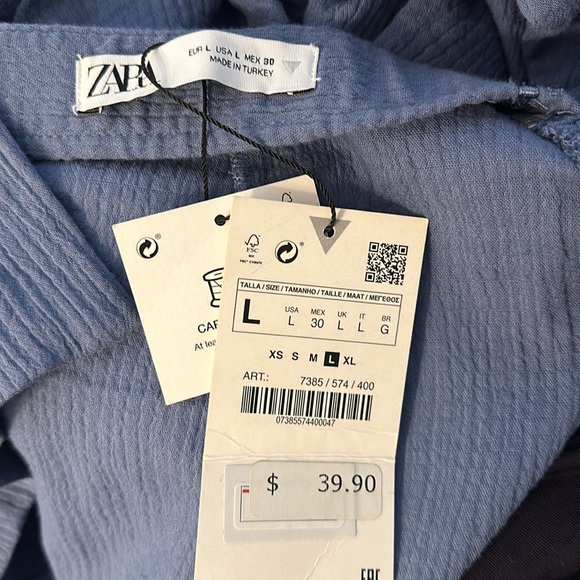 NWT Zara ruched cotton skirt - Picture 4 of 4